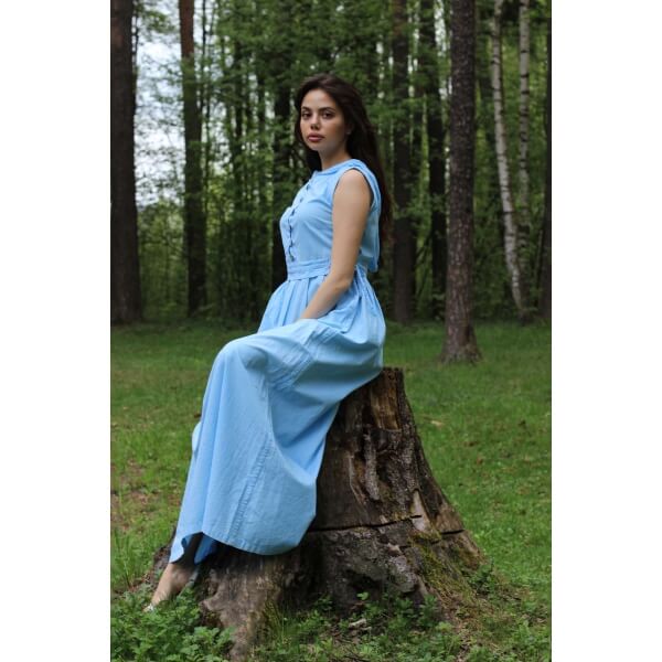 Платье Серафима из голубого хлопка